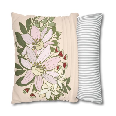 Magnolia Pastel Bouquet on Vanilla Square Pillow CASE ONLY, 4 sizes available, Floral throw pillow, Farmhouse Country Decor, Holiday Decor - image2